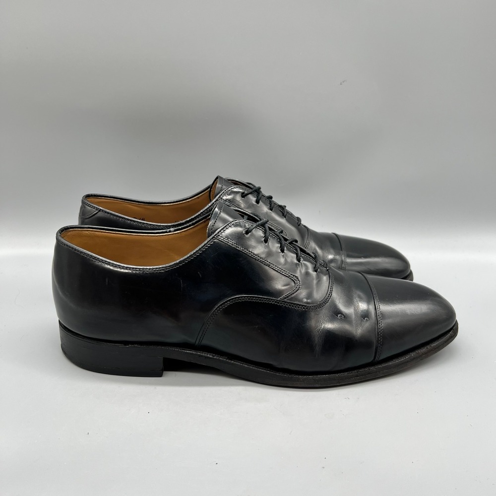 Johnston & Murphy Shoes Mens 9.5 Black Leather Vintage Oxford Dress Handcrafted